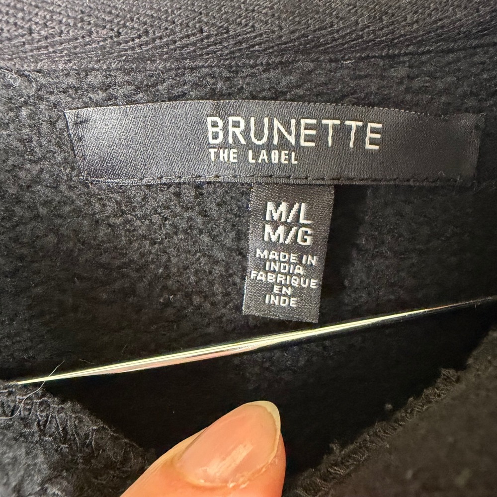 Brunette The Label Hoodie Sweatshirt Black M L Girls Graphic Crop Raw Hem Edgy - Picture 3 of 10